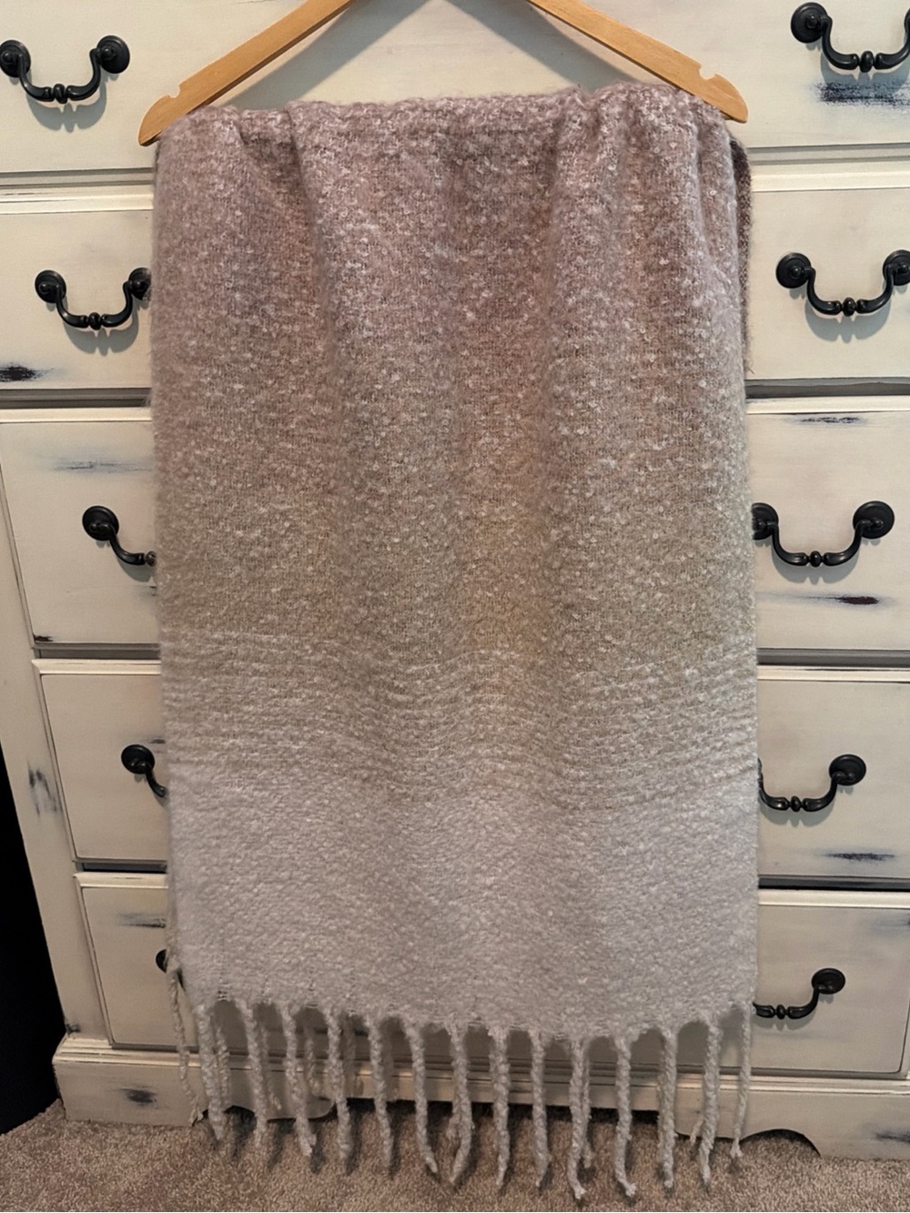 Mersea Oversized Super Soft Fringe Scarf Wrap 78 X 22 Ombré Pink Boho